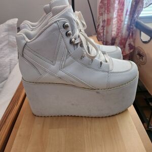 YRU High White Platform Sneakers